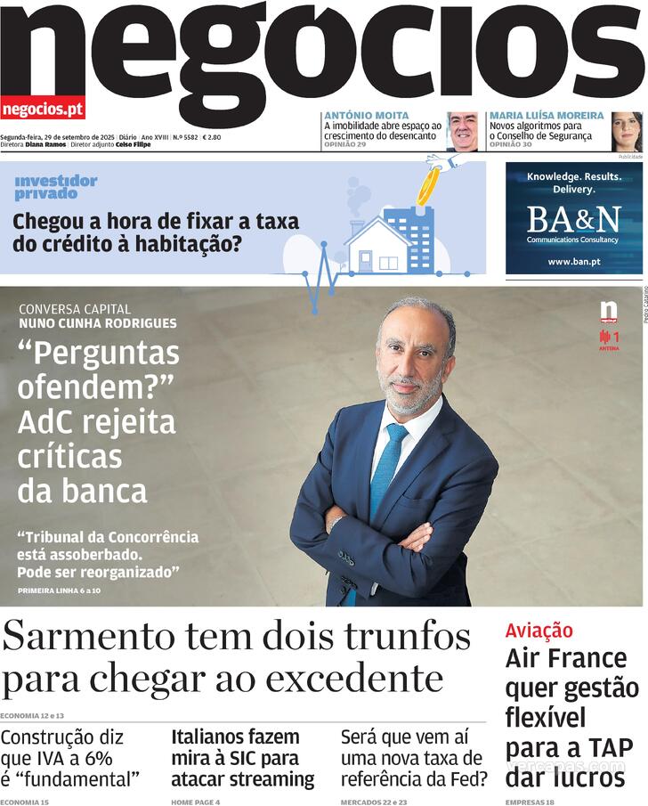 Capa Jornal de Negcios - 2025-09-29