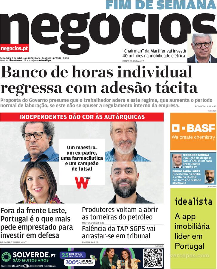 Capa Jornal de Negcios - 2025-10-03
