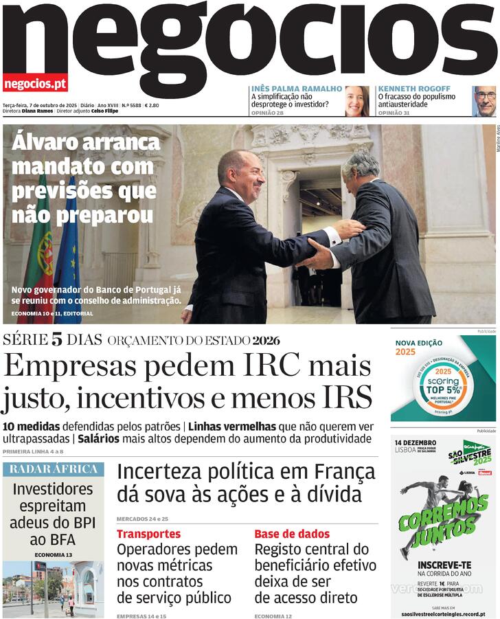 Capa Jornal de Negcios - 2025-10-07
