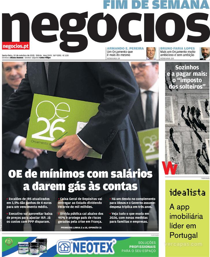 Capa Jornal de Negcios - 2025-10-10