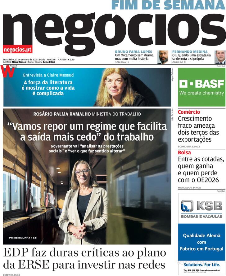 Capa Jornal de Negcios - 2025-10-17