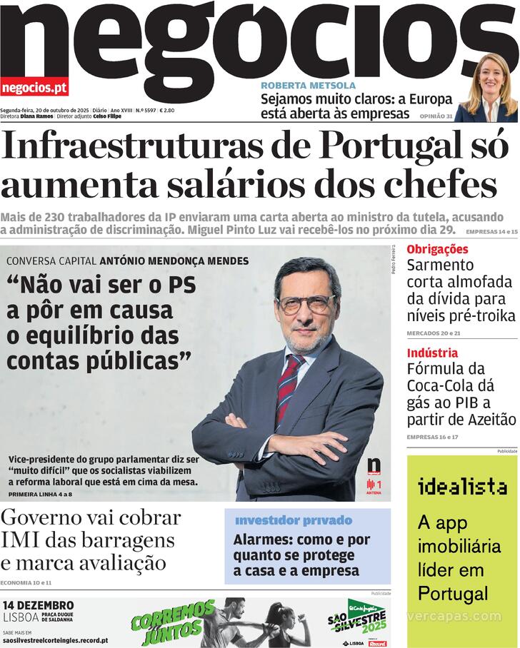 Capa Jornal de Negcios - 2025-10-20