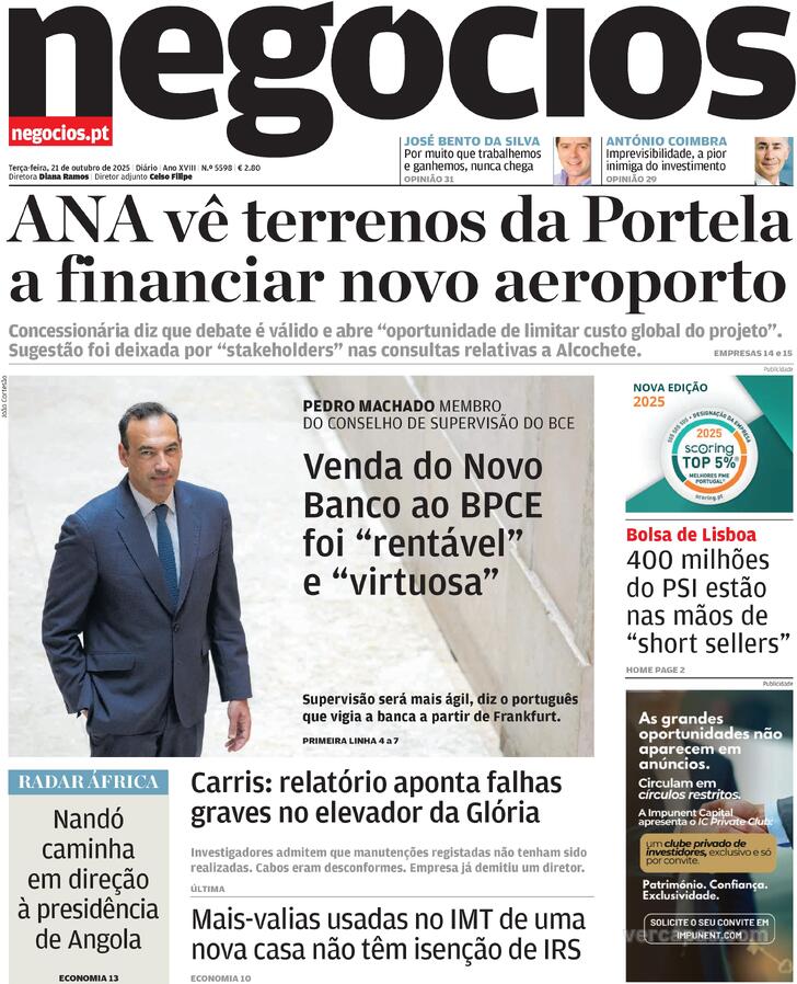 Capa Jornal de Negcios - 2025-10-21