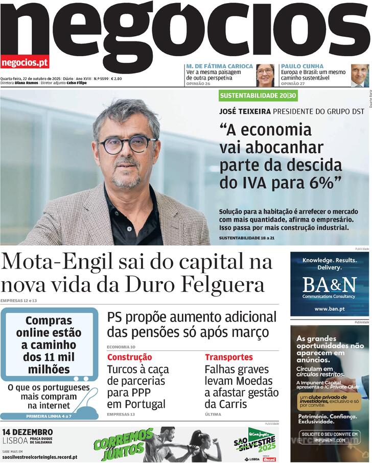 Capa Jornal de Negcios - 2025-10-22