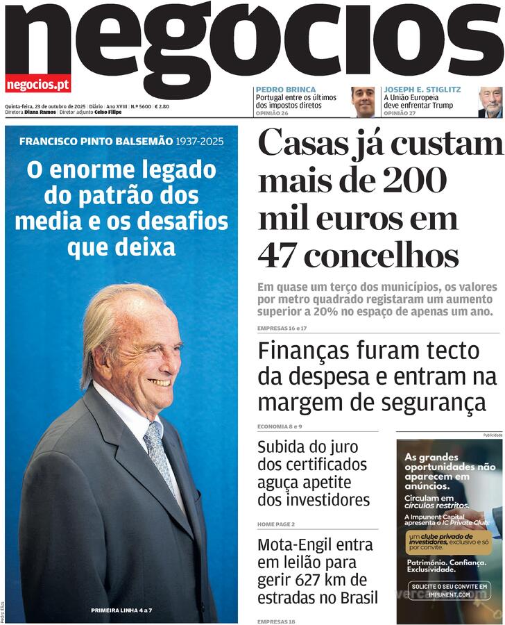 Capa Jornal de Negcios - 2025-10-23