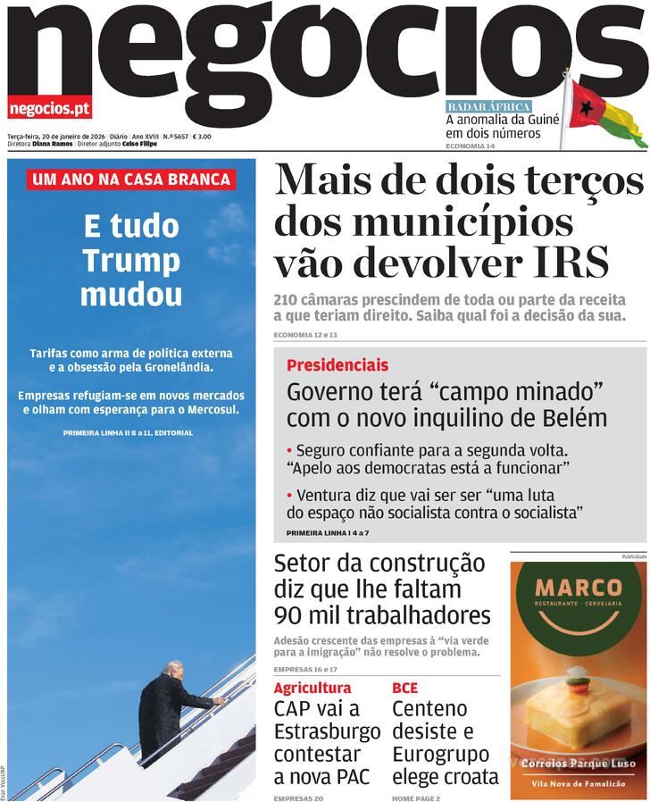 Capa Jornal de Neg�cios - 2026-01-20