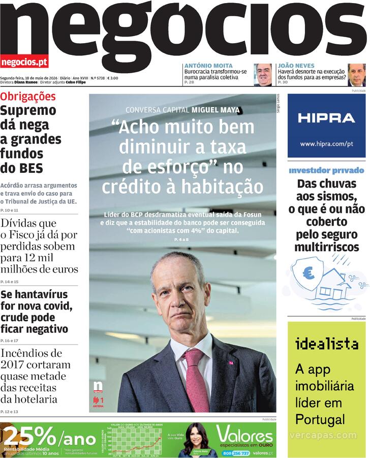 Capa Jornal de Neg�cios - 2026-05-18