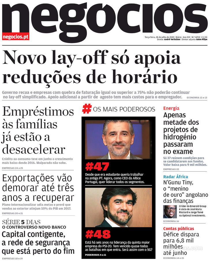 Capa Jornal de Negcios - 2020-07-28