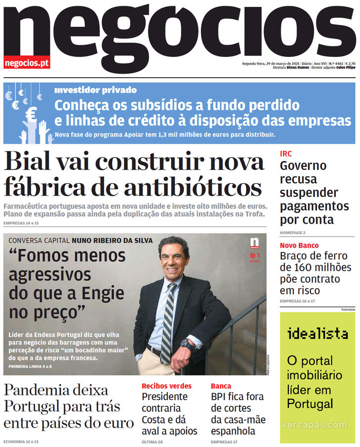 Capa Jornal de Negcios - 2021-03-29