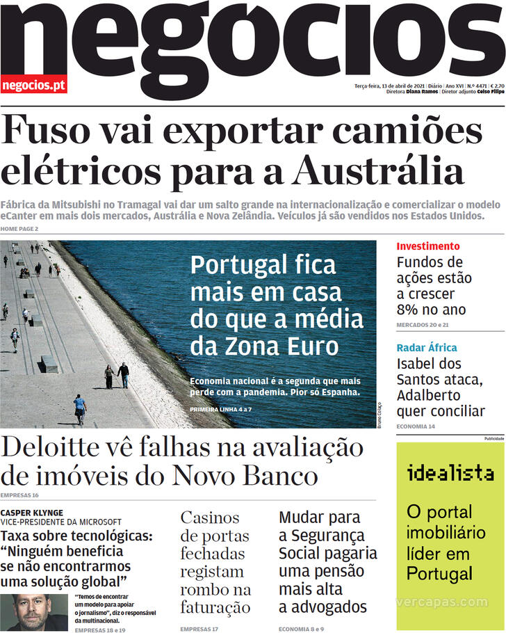 Capa Jornal de Negcios - 2021-04-13