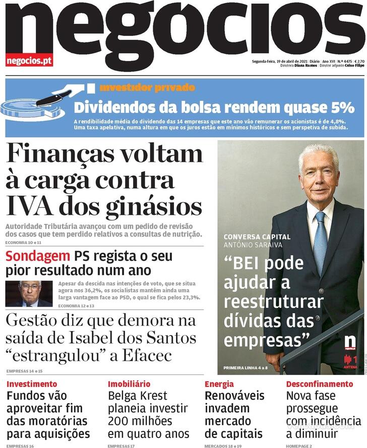 Capa Jornal de Negcios - 2021-04-19