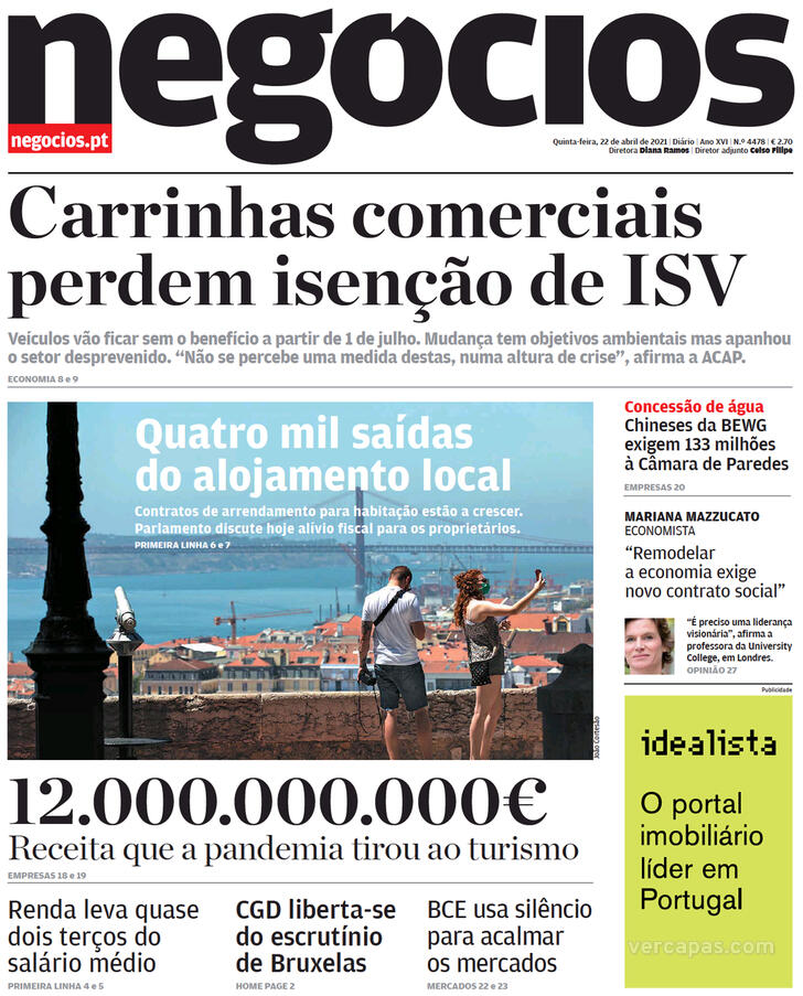 Capa Jornal de Negcios - 2021-04-22