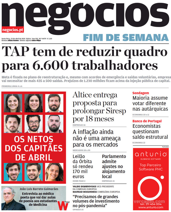 Capa Jornal de Negcios - 2021-04-23