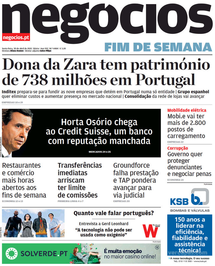 Capa Jornal de Negcios - 2021-04-30