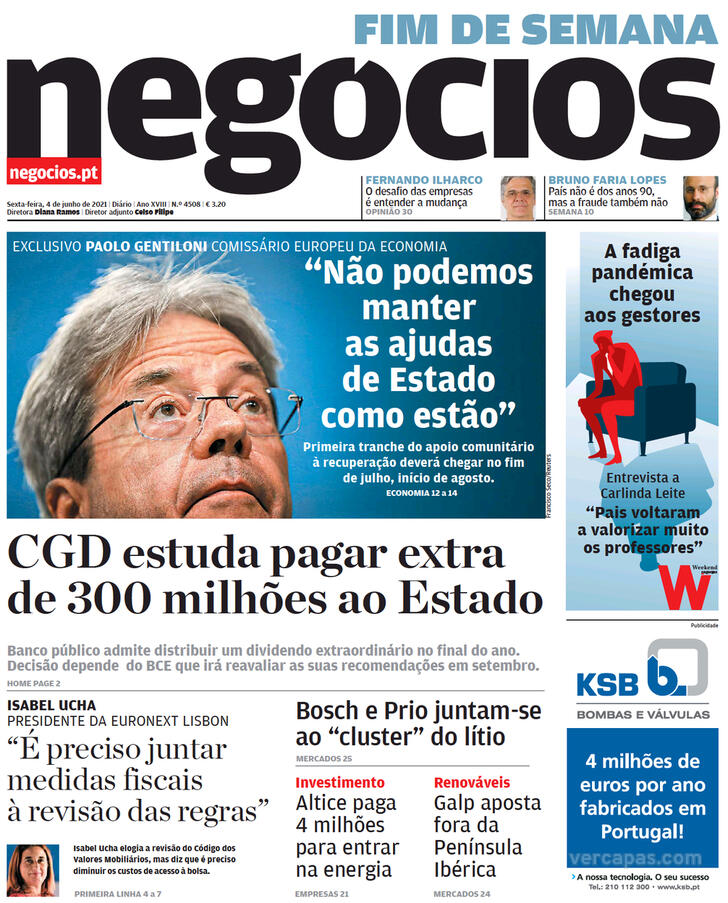 Capa Jornal de Negcios - 2021-06-04