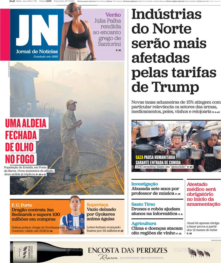 Capa Jornal de Notcias - 2025-07-29