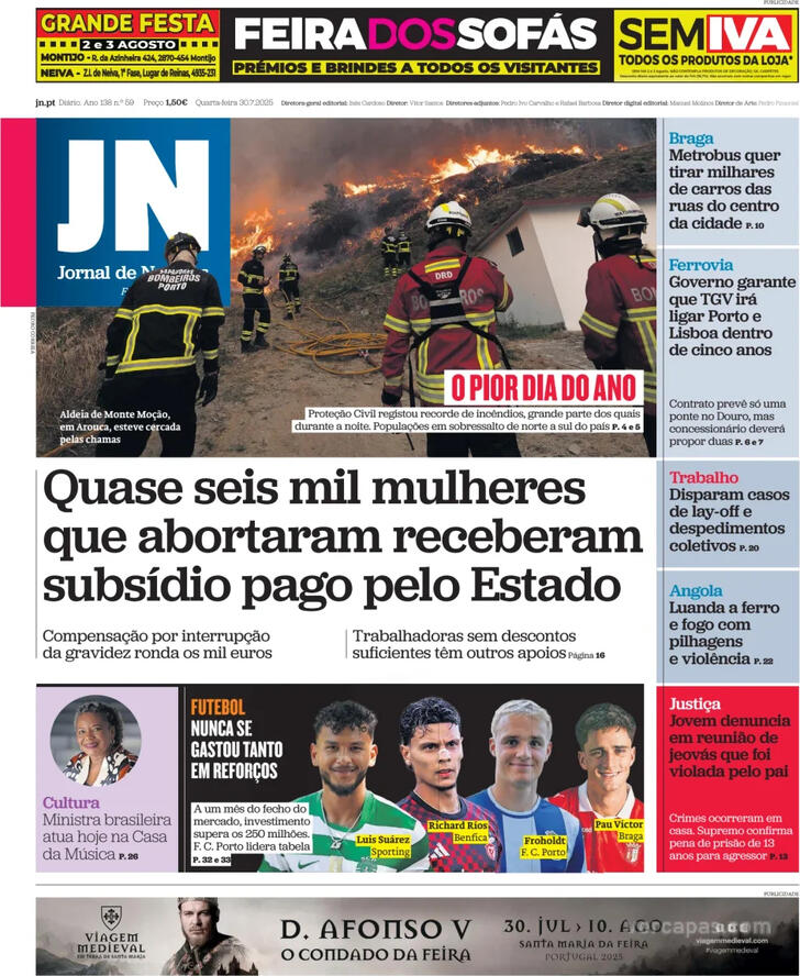 Capa Jornal de Notcias - 2025-07-30
