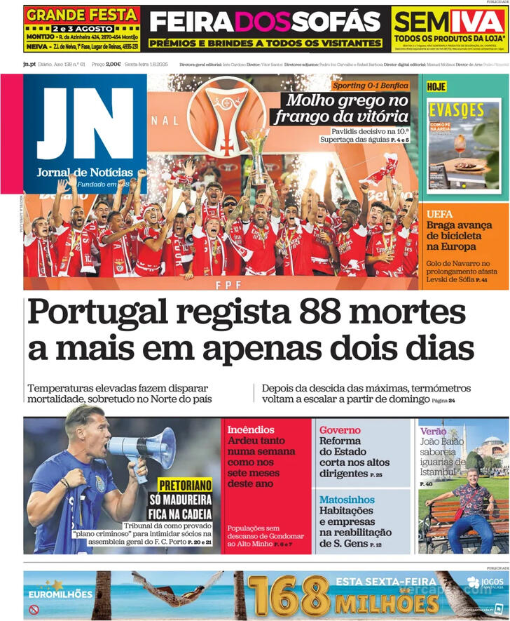 Capa Jornal de Notcias - 2025-08-01