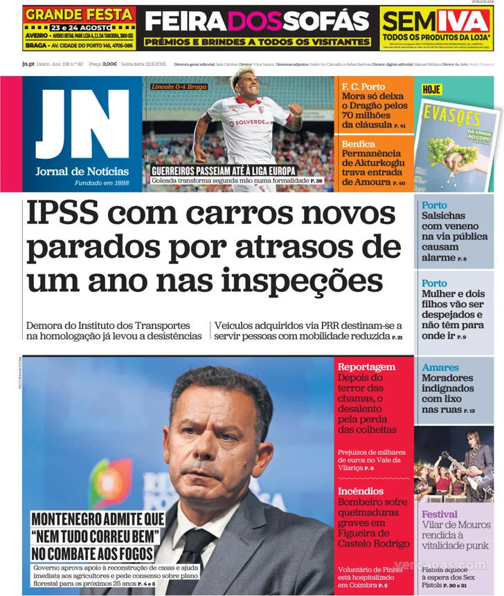 Capa Jornal de Notcias - 2025-08-22