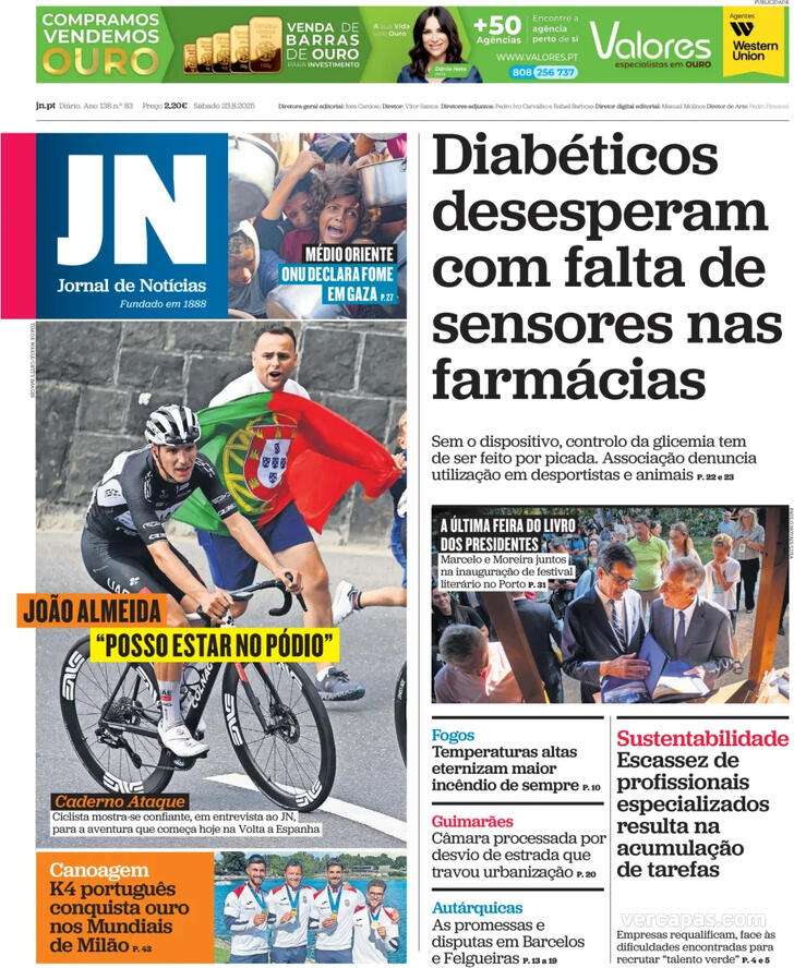 Capa Jornal de Notcias - 2025-08-23