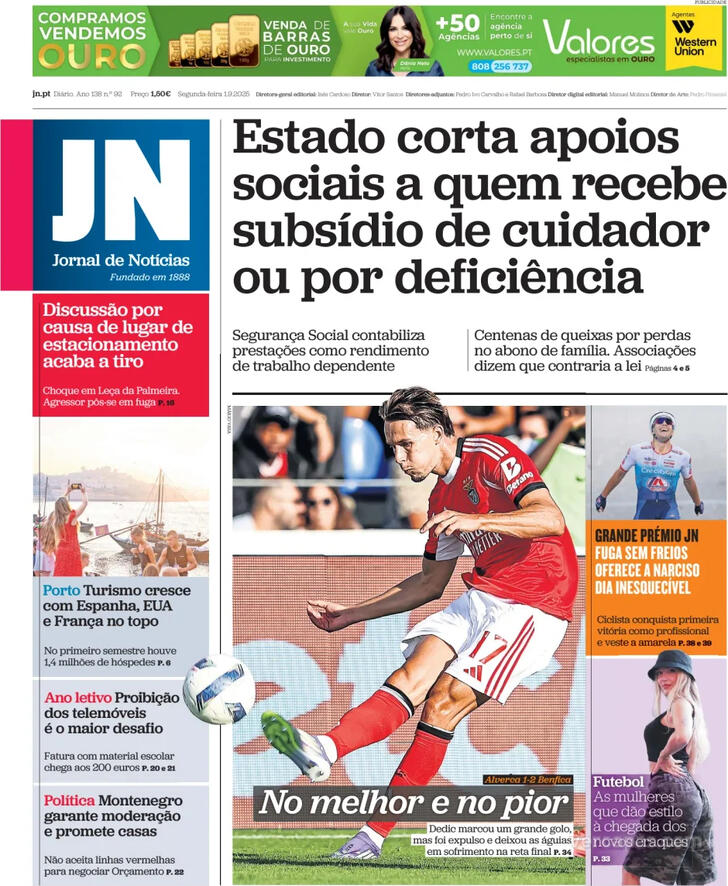 Capa Jornal de Notcias - 2025-09-01