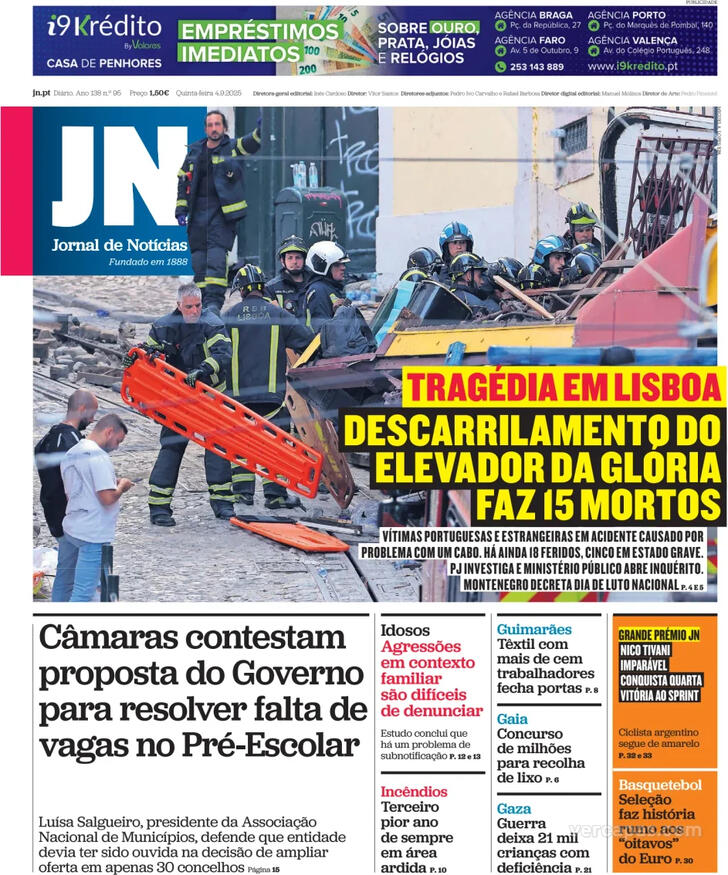 Capa Jornal de Notcias - 2025-09-04