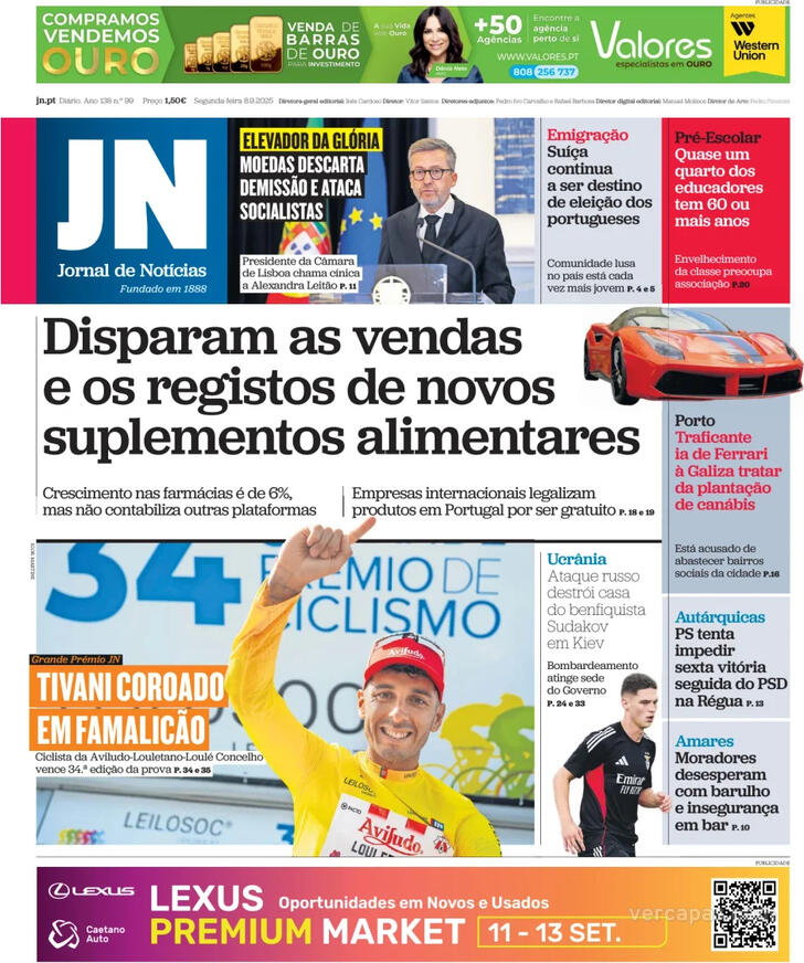 Capa Jornal de Notcias - 2025-09-08