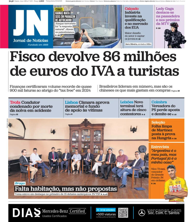 Capa Jornal de Notcias - 2025-09-09
