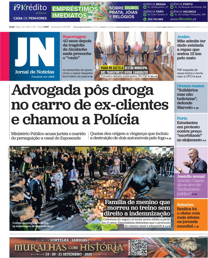 Capa Jornal de Notcias - 2025-09-11