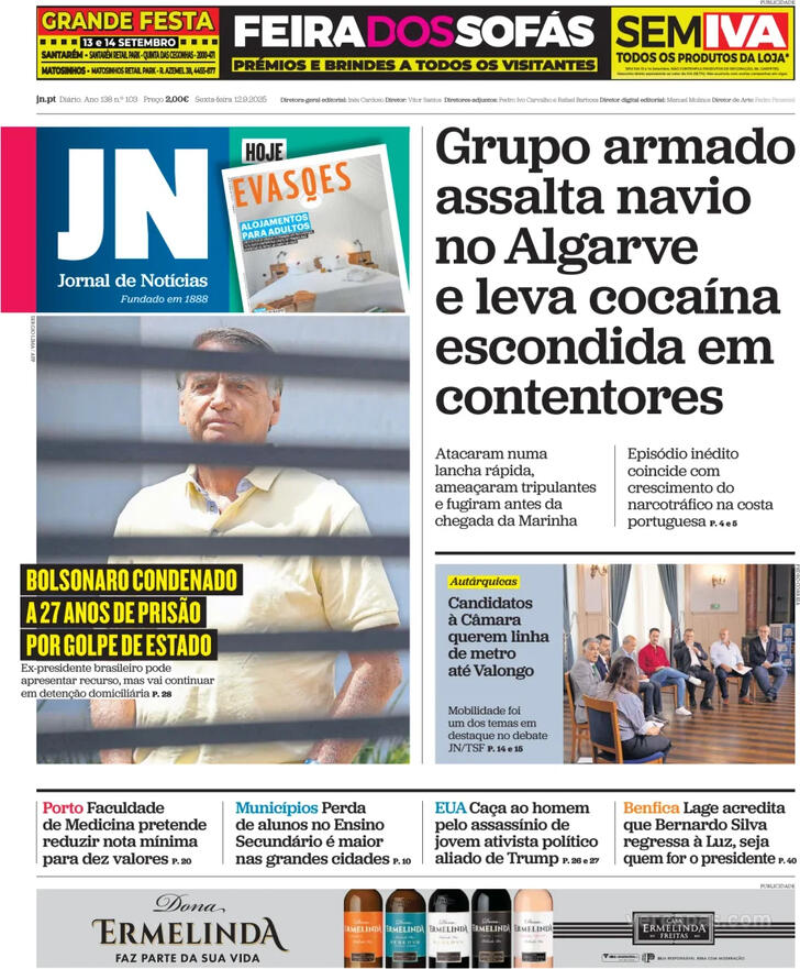 Capa Jornal de Notcias - 2025-09-12