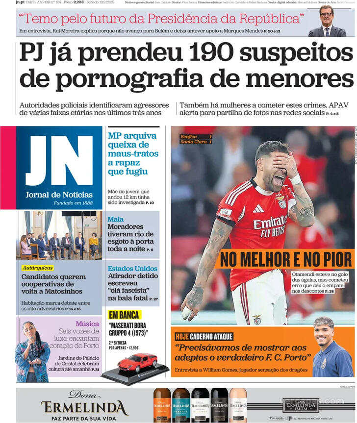 Capa Jornal de Notcias - 2025-09-13