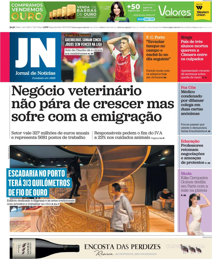 Capa Jornal de Notcias - 2025-09-29