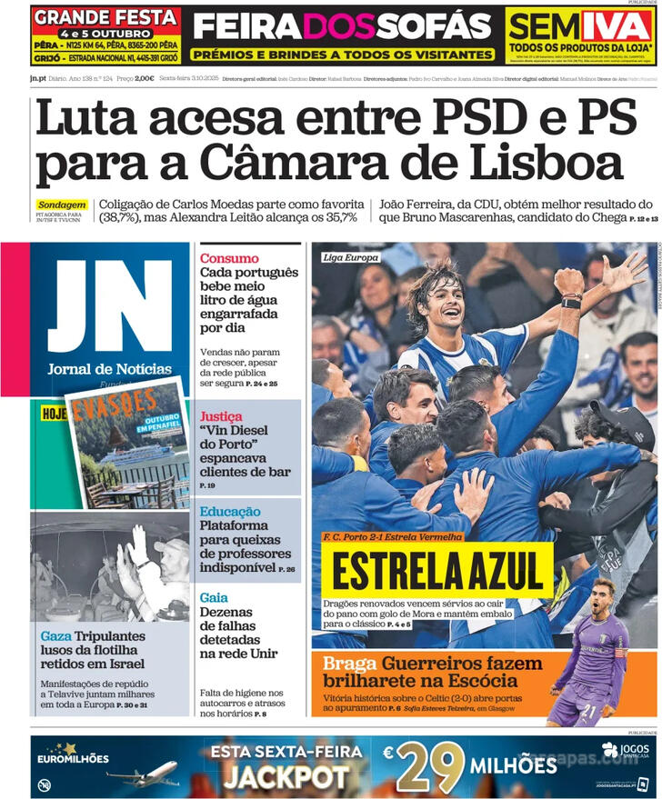 Capa Jornal de Notcias - 2025-10-03