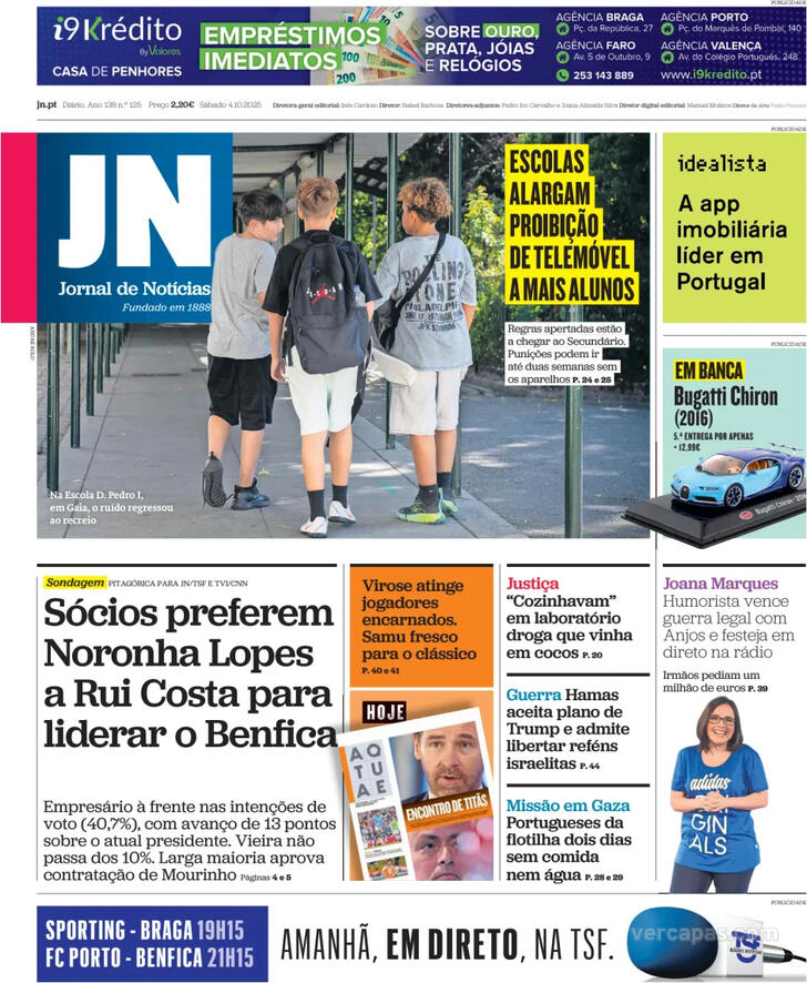 Capa Jornal de Notcias - 2025-10-04