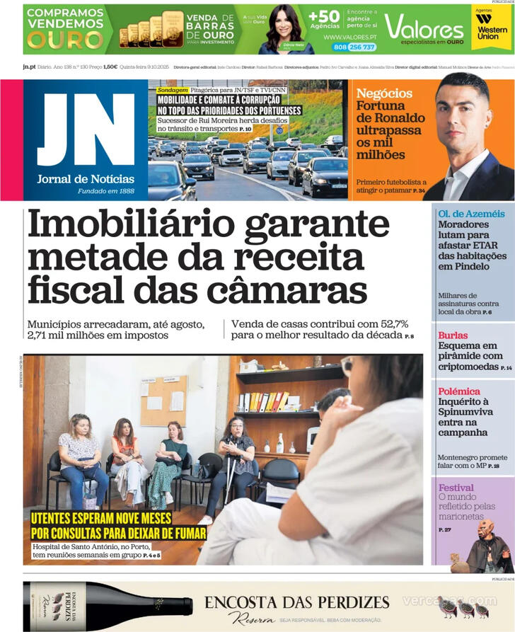 Capa Jornal de Notcias - 2025-10-09