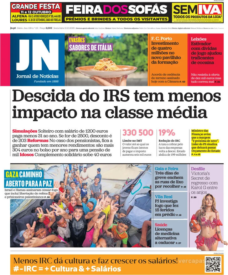 Capa Jornal de Notcias - 2025-10-10