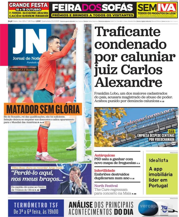 Capa Jornal de Notcias - 2025-10-15