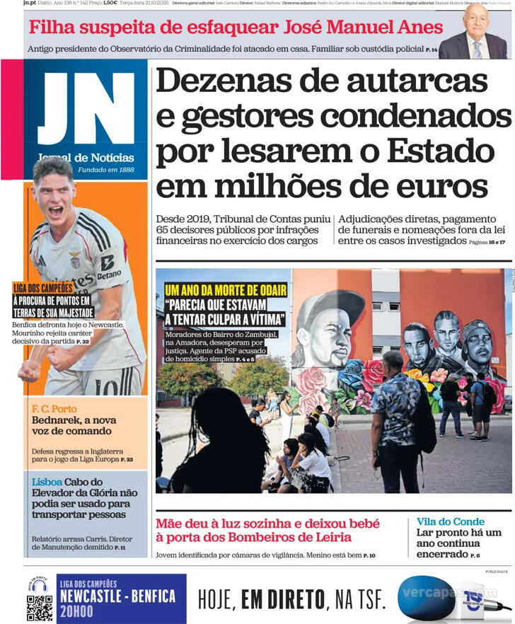 Capa Jornal de Notcias - 2025-10-21