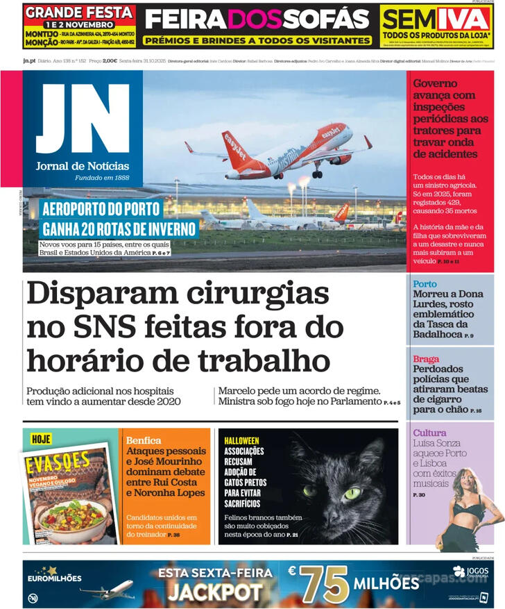 Capa Jornal de Notcias - 2025-10-31
