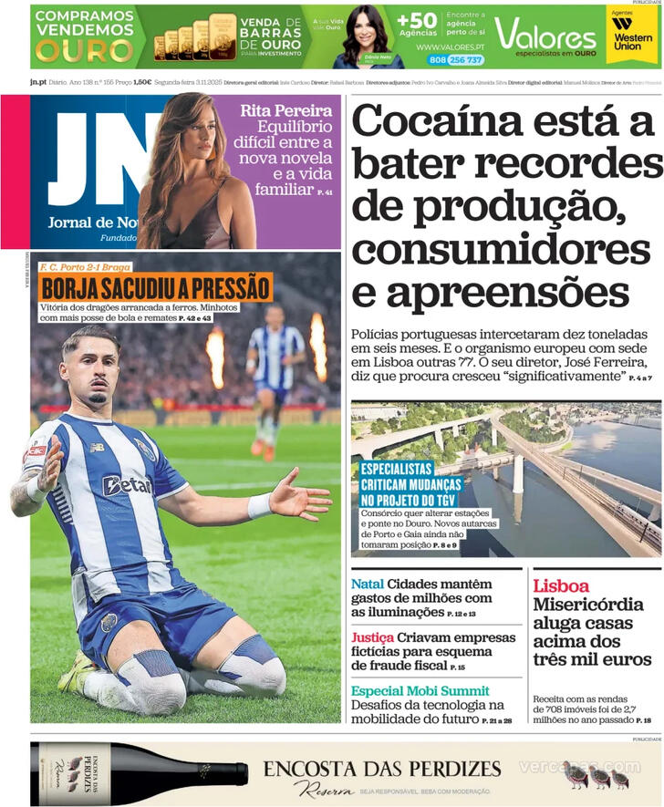 Capa Jornal de Notcias - 2025-11-03