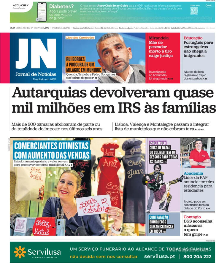 Capa Jornal de Notcias - 2025-12-09