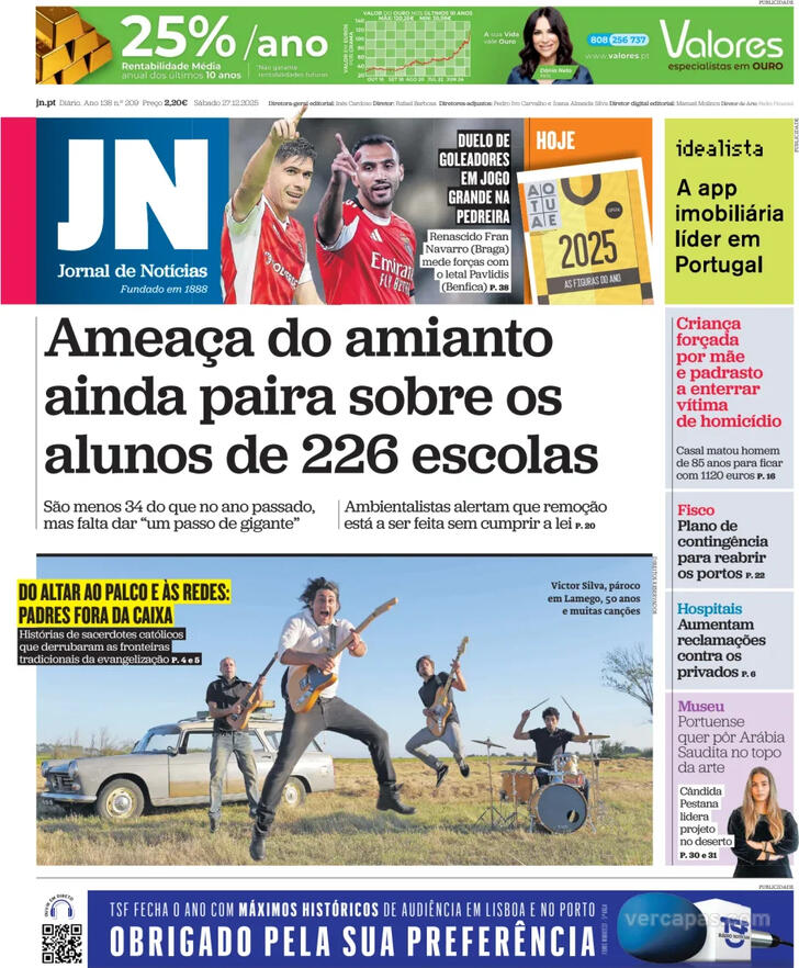 Capa Jornal de Not�cias - 2025-12-27