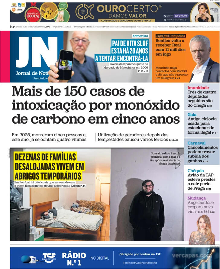 Capa Jornal de Not�cias - 2026-02-17
