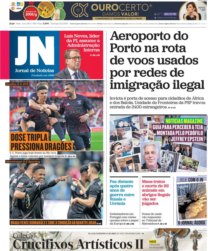 Capa Jornal de Not�cias - 2026-02-22
