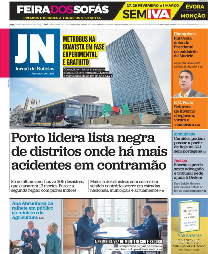 Capa Jornal de Not�cias - 2026-02-25