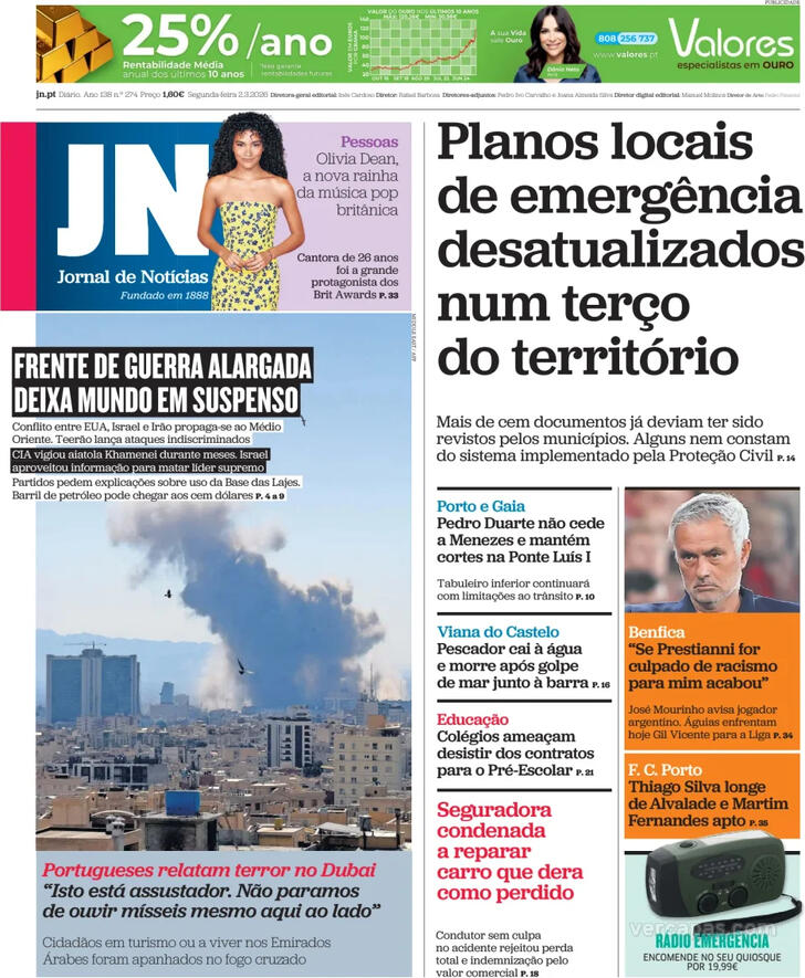 Capa Jornal de Not�cias - 2026-03-02