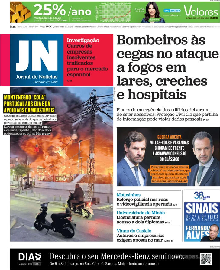 Capa Jornal de Not�cias - 2026-03-05