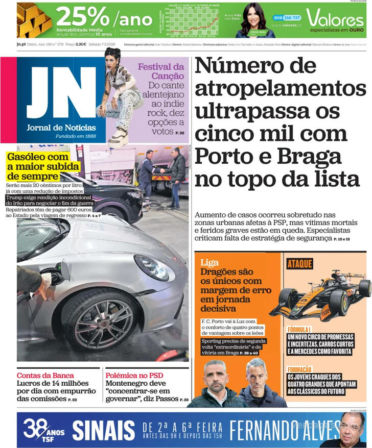 Capa Jornal de Not�cias - 2026-03-07