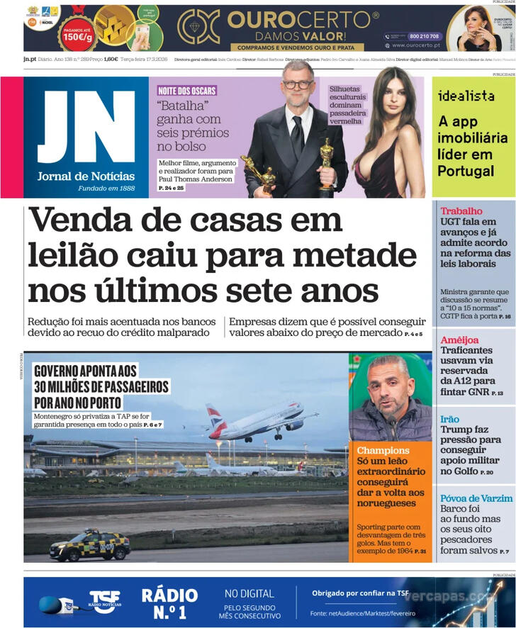 Capa Jornal de Not�cias - 2026-03-17