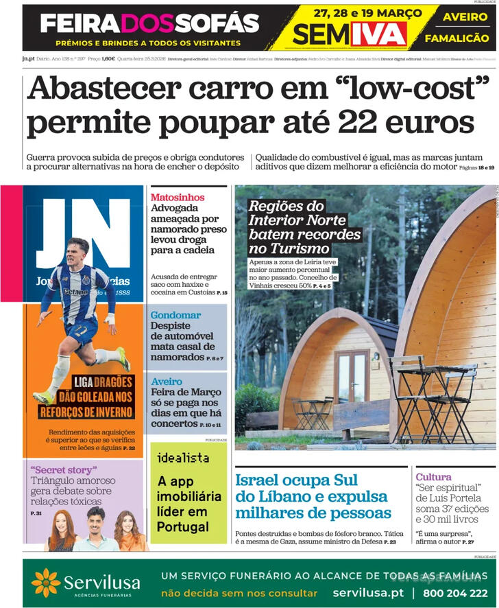 Capa Jornal de Not�cias - 2026-03-25